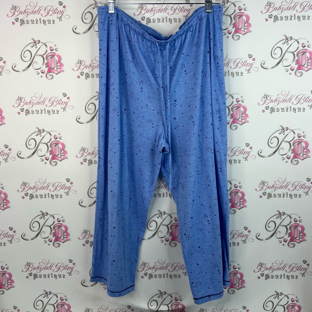 Cuddl Duds pants stars moon stretchy Light Blue Lounge Pants soft cuddl smart